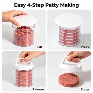 Juego de prensas para hacer hamburguesas con contenedor de almacenamiento transparente para hacer hamburguesas uniformes - Product Image 4