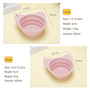 Bol pliable pour animaux de compagnie en silicone de qualité alimentaire, forme personnalisable, avec mousqueton, bol de voyage pliable pour chiens et chats - Product Image 4