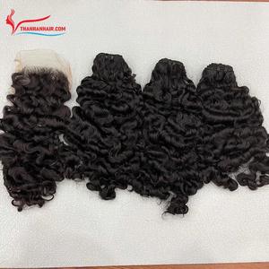 ¡Gran venta! Cabello rizado birmano Venta al por mayor Steam Kinky Curly Weft Hair Extensiones de cabello humano de toda la longitud listas para enviar - Product Image 1
