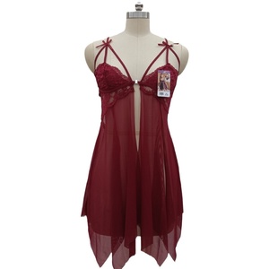 Vendita Diretta dalla Fabbrica ODM Camicia da Notte Sexy in Nylon con Apertura Frontale, Pizzo a Rete e Fiocco Erotico per Donne - Product Image 5