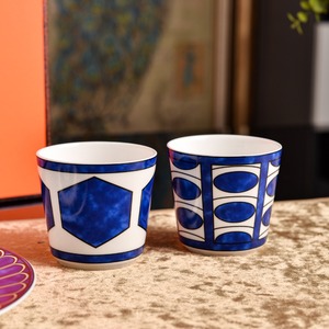 Blue And White Geometric Floral Porcelain Dinnerware <b>Set</b> For 2 With Plates Bowls Cups Spoons Luxury Gift Box For Home Wedding Pa - Product Image 4