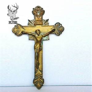 Escultura de Metal de latón fundido, escultura de Cruz de crucifijo de Jesús de pie para regalos religiosos - Product Image 5