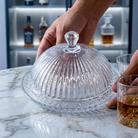 Glazen taartkap met diamantmotief en glazen bodem, transparante cloche-afdekking voor dessert, cupcake, fruit, bruiloftstafeldecoratie