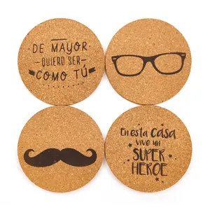 Wholesale Custom Designs Package Round Absorbent Printing Blank Cork Coasters Custom Coaster