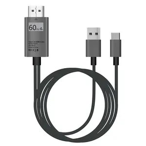 Adaptor HDTV 1.8M 4K 30/60HZ USB 3.1 USB-C Tipe C Ke Kabel HDMI Cast, Ponsel Ke Kabel Cermin TV