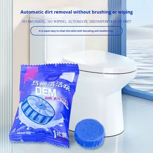 Blocs de nettoyage de toilettes solides écologiques, bulles bleues parfumées, <span class=keywords><strong>d</strong></span>ésodorisant, 50g pour réservoirs <span class=keywords><strong>d</strong></span>'<span class=keywords><strong>eau</strong></span>, blocs de toilettes bleus - Product Image 1