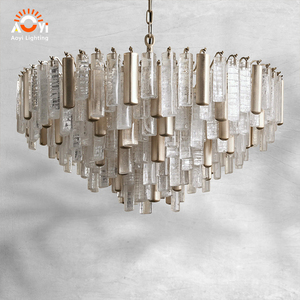 Luminaire suspendu LED en <span class=keywords><strong>tissu</strong></span> et métal artistique - Décoration contemporaine pour résidence haut de gamme et bar - Product Image 4