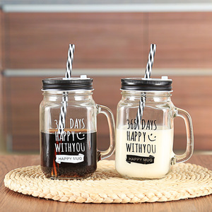 Wholesale Custom 16oz <strong>Mason</strong> <strong>Jar</strong> Glass Cup <strong>with</strong> Rooster Design Lid <strong>Straw</strong> Silk Screen Handle Juice Glass <strong>Jar</strong> Cup - Product Image 4