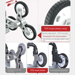 Chariot à main pliable à quatre roues en caoutchouc industriel pour monter les escaliers, chariot de transport de marchandises, chariot de manutention - Product Image 2