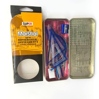 Ensemble de géométrie en métal de haute qualité, boîte de géométrie, ensemble de mathématiques, fournitures scolaires, 9 pièces multifonctions Surwin Super Marshal