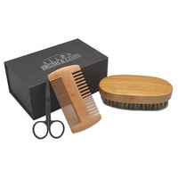 De meest populaire baard grooming kit schaar borstel houten kam voor mannen