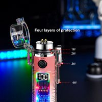 Encendedor Eléctrico USB Multifuncional para Exteriores, Encendedor Recargable de Doble Arco, Tres Modos de Iluminación, Encendedor Impermeable IP56