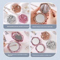 Portable HD Double-Sided Flip Cover Makeup Mirror Folding Rose Design Mini Pocket Mirror Touch-Up Feature Style Desktop Mirror