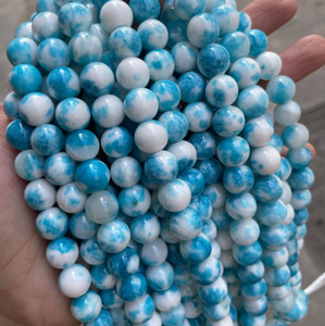 Blue and <strong>White</strong> Dyed Color Processed <strong>Jade</strong> Loose Beads Semi-finished Jewelry Accessory <strong>Stone</strong> for DIY Bracelet Necklace Making - Product Image 5