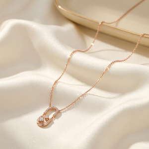 High Quality Wholesale Manufacturer Export Art Deco Trendy Jewelry 18K <b>Solid</b> Rose <b>Gold</b> Real Natural Diamonds <b>Pendant</b> Necklace - Product Image 4