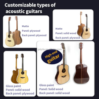 Instrumentos Musicales Personalizados al por Mayor de China, Guitarra Acústica de 6 Cuerdas, Acabado Mate, 36/40/41 Pulgadas, Juego de Guitarra para Principiantes