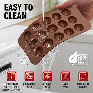 <span class=keywords><strong>Moule</strong></span> en silicone antiadhésif de qualité alimentaire, compatible congélateur, pour <span class=keywords><strong>chocolat</strong></span>, pâtisserie DIY, glaçons, biscuits, bonbons, gâteaux, truffes - Product Image 3
