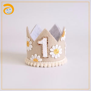 Chapeau de couronne d'anniversaire en feutre, couronnes de fête d'anniversaire pour bébé avec sangle de cravate réglable, chapeau de fête de princesse - Product Image 5