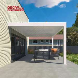 Gazebo con Tetto Inclinato a Lamelle e Coperture, con Luci e Tende, Struttura Verniciata a Polvere, <span class=keywords><strong>per</strong></span> Giardino, Patio, Cortile, Pergola - Product Image 1