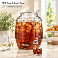 Distributeur de boissons en verre 10L avec robinet, grande capacité, pot à jus transparent pour restaurant, ferme ou station de boissons