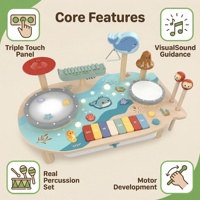 Jouet musical en bois avec clavier, effets sonores et lumineux, matériaux sûrs, style Montessori, développement des capacités sensorielles et motrices