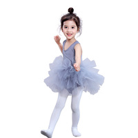 Robe tutu de ballet grise, robe de danse à bretelles pour studio de danse, tenue de tous les jours pour filles