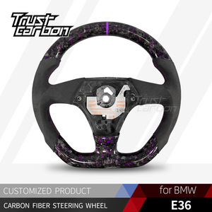 Volante Deportivo de Fibra de Carbono Seca Premium Personalizado en Color Morado para <span class=keywords><strong>BMW</strong></span> E36 1990-2000 Serie 1 2 <span class=keywords><strong>3</strong></span> E39 E91 E46 E60 F01 X3 F25 - Product Image 2