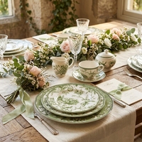 Assiettes en céramique en gros pour hôtels et restaurants – Lot de 8, 10,5 et 12 pouces – Vaisselle en porcelaine à motifs floraux – Vente en gros