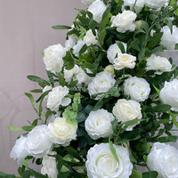 Sunwedding Guirlande de fleurs artificielles en soie avec feuilles vertes, roses blanches et pivoines pour mariage, remise de diplôme, fête des Mères, chemin de table