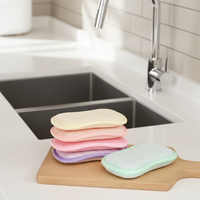 Éponge à vaisselle réutilisable en cellulose de polyester de qualité supérieure, double face, super absorbante, pour le nettoyage de la cuisine