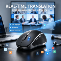 Souris vocale ergonomique IA, traduction en 126 langues et 26 dialectes, conversion vocale en temps réel, minutes de réunion, souris tri-mode 2.4G.