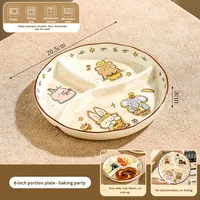 Nouvelle assiette compartimentée à motifs de dessins animés, vaisselle pour enfants, assiette de service compatible micro-ondes, assiette de cuisine domestique, assiette de régime pour adultes
