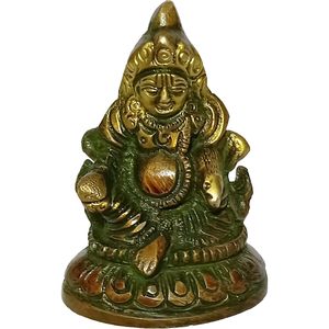PARIJAT artesanía estatua de latón antiguo Kubera/Kuber Maharaj éxito y riqueza ídolo Oficina y hogar artículo decorativo - Product Image 2
