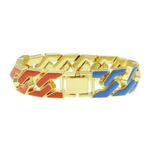 Locomotive Colorful Wide Cuban <b>Bracelet</b> <b>Bracelet</b>, Hipster Nightclub Hip-hop Decorative <b>Bracelet</b> Tanjing - Product Image 1