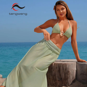TW 2025 <strong>Swimming</strong> <strong>Costumes</strong> for Lady Sexy Bikinis 3 Piece Set Bikini <strong>with</strong> Cover up Swimwear Beach Wear for Women Bikini Set - Product Image 1
