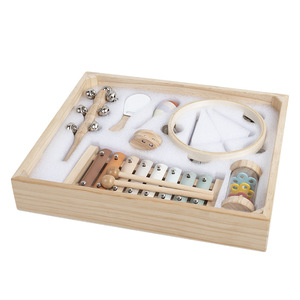 Ensemble d'instruments de percussion en bois massif écologique 8 pièces, Xylophone, hochets pour bébé, instrument Orff, cadeau, jouet cognitif pour bébé - Product Image 1