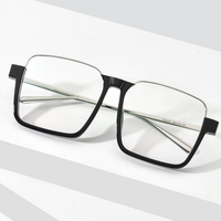Gafas de Acetato y Aleación Borregls, Diseño de Marca para Mujer, Montura Cuadrada Extra Grande, Gafas de Gran Tamaño para Hombre, Lentes Ópticas 150257