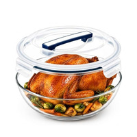 Grands contenants en verre de 3500 ml avec couvercles, récipients hermétiques avec poignée de transport pour le stockage des aliments, la préparation des repas et les restes, congélateur