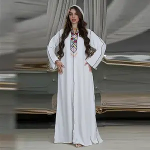 Hooded long sleeve Dubai abaya 2022 summer dresses modest Malaysia Islamic clothing