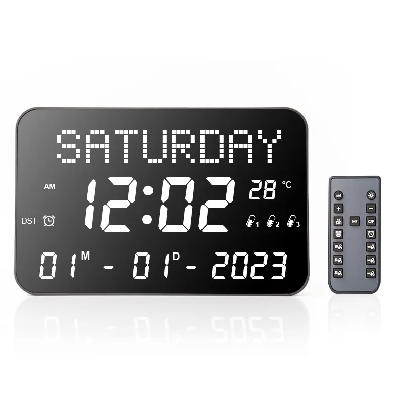 11 אינץ 'שעון קיר דיגיטלי גדול עם שעון דמנציה מרחוק של יום ו-תאריך שליטה מרחוק עבור alzheimers