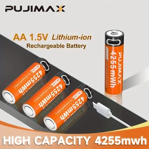 PUJIMAX 2 Buah Baterai Lithium Isi Ulang 1.5V AA 4255mWh Baterai Tegangan Konstan Berkinerja Tinggi Pengisian Daya Tipe-C Output Tinggi - Product Image 2