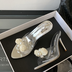 Sandales d'été 2025 de luxe à talons aiguilles élégantes pour femmes, avec perles et cristaux, à bride étroite - Product Image 2