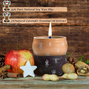Paquete de 6 <span class=keywords><strong>velas</strong></span> aromáticas de Navidad de aromaterapia de cera de soja Natural en tarro de hojalata de lujo vela de diseñador decoración regalo <span class=keywords><strong>para</strong></span> mujeres Diwali - Product Image 3