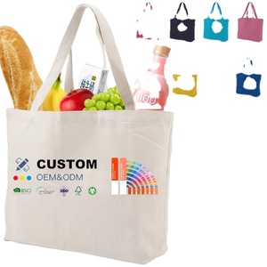 Bolsas de Compras Reutilizables de Lona de Algodón Blanca Lisa con Logotipo Personalizado al por Mayor - Product Image 1