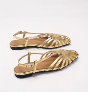 Sandalias planas de mujer con puntera estrecha, tallas grandes, de <span class=keywords><strong>marca</strong></span> de diseñador, para fiesta, de verano, lisas, con huecos, estilo gladiador, para playa - Product Image 3