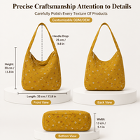 Sac Hobo en Toile Robuste et Structuré de Qualité Supérieure avec Fermeture Éclair, Portable, Style Marché Côtier, Personnalisable ODM OEM