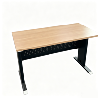 Table de bureau moderne avec plateau en bois grainé et pieds en fer, table de conférence de luxe, table de réception pour bureau commercial ou à domicile