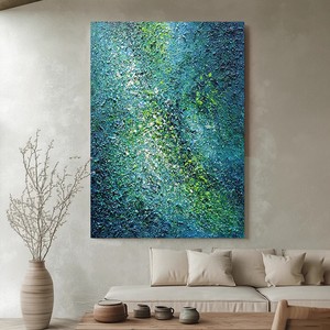 Hand Painted Oil Abstract <b>Art</b> Canvas Painting Dark Green Rectangle Wall Decor For Living Room Sofa Background - Product Image 3