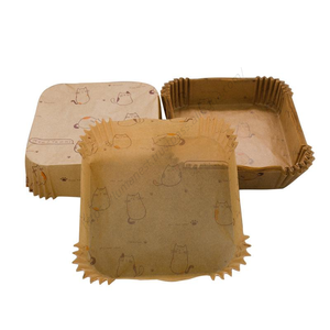 Bandeja de papel antiadherente WXL627 al por mayor, tapete de hornear desechable de 50 unidades, papel pergamino cuadrado de 16 cm y 20 cm para freidora de aire - Product Image 1