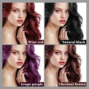 Personalizado Oriente Medio Ginseng jengibre suero tinte champú marrón rojo púrpura negro rayita pelo Color champú tinte para el cabello conjunto